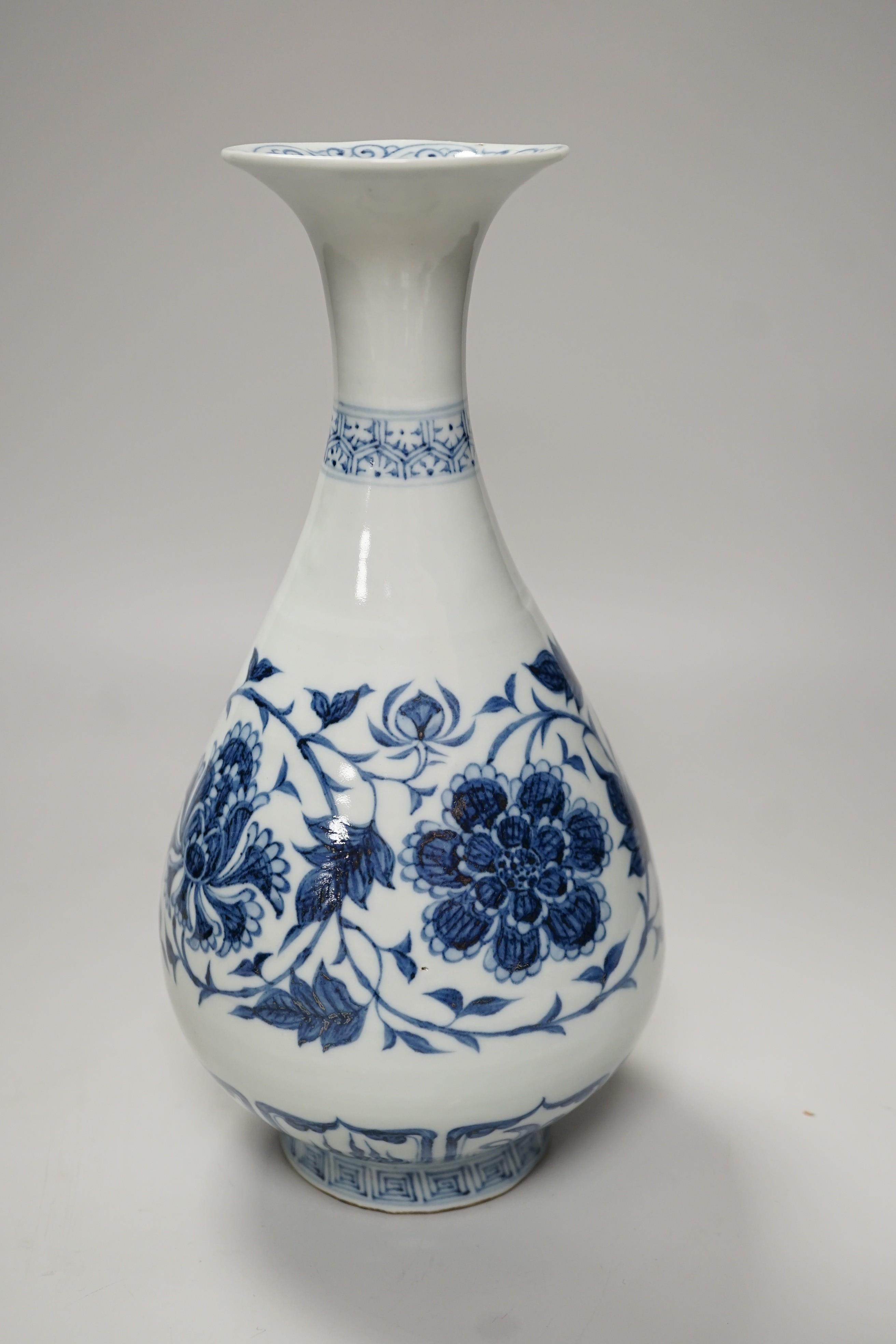 A Chinese blue and white yuhuchunping, in Yuan style, 29cm